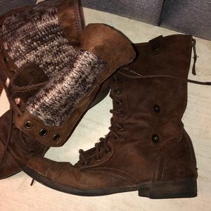 Brown Midi Tie Boots